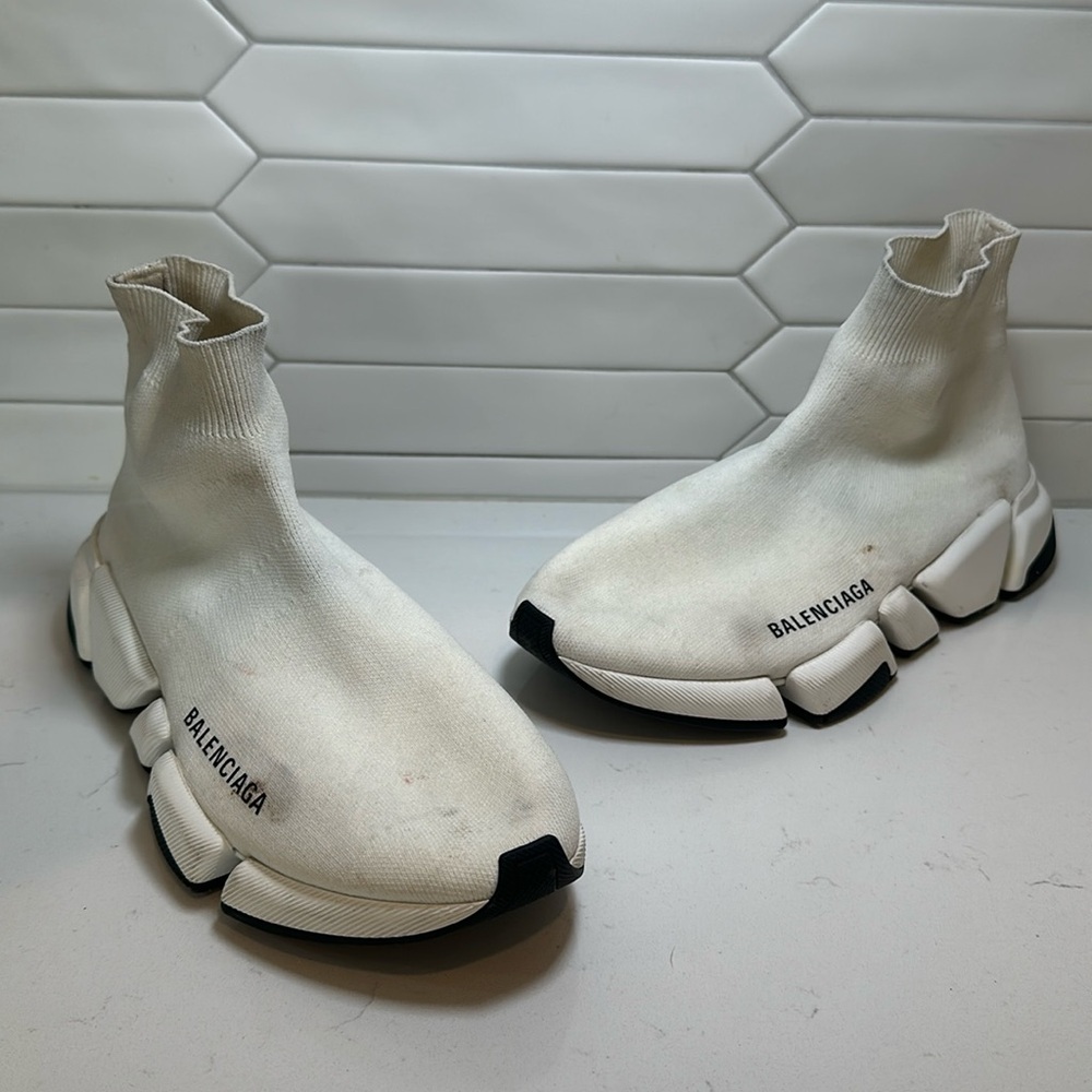 Balenciaga Women’s White Speed 2.0 Knit High-Top Sneaker Shoes Size 7